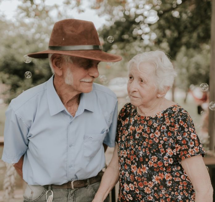 romantic elderly couple